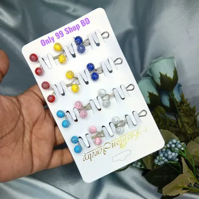  U-Shape Round Pearl Bead Hijab Pins (12 Pcs)